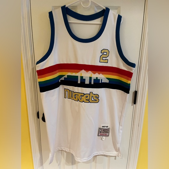 ENGLISH JERSEY #2 Denver Nuggets Basketball NBA Mitchell & Ness Size 56